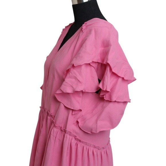 TART Eli Flutter Sleeve Tiered Dress Chateau Rose Pink Large $194 - Picture 4 of 12